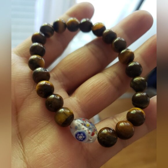 New Unisex Tiger Eye Bead Prote tion Yoga Mefitation Bra elet - Picture 2 of 3